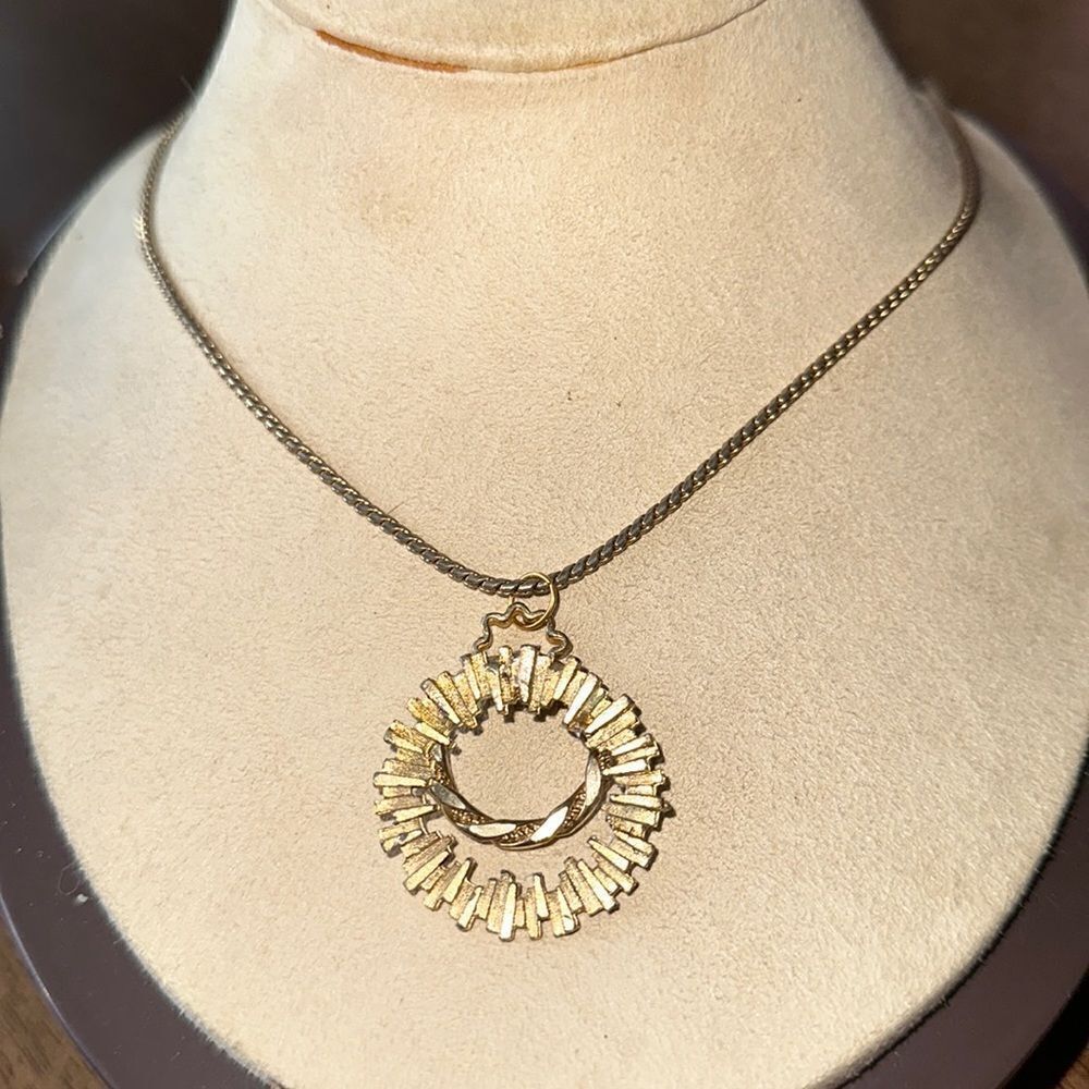Vintage Necklace with  Double Hoop Pendant!